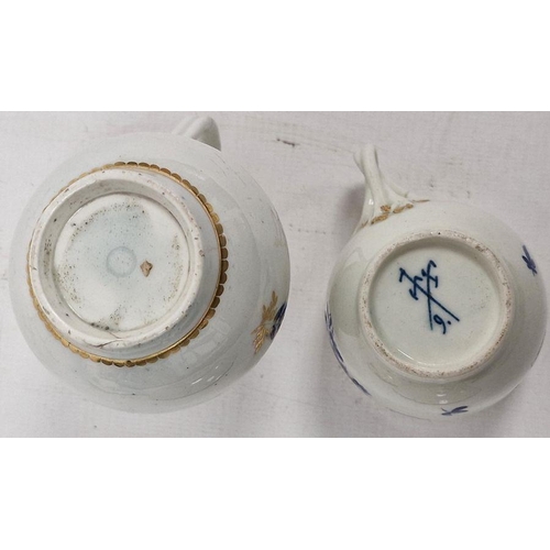 53 - Group of Worcester Dry Blue decorated porcelain, circa 1775, blue crossed swords and 6. mark to cup,... 