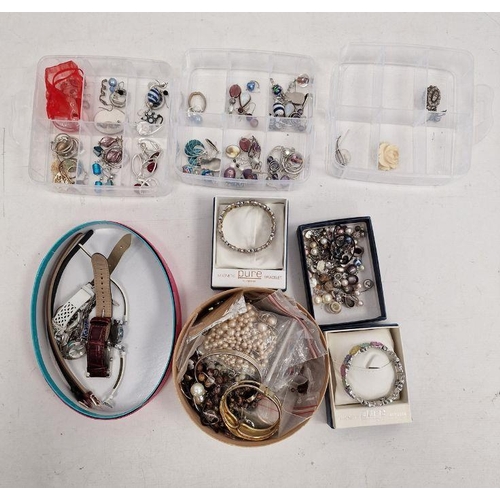 548 - Quantity of costume jewellery, mainly bead necklaces and container of earrings (4 boxes)