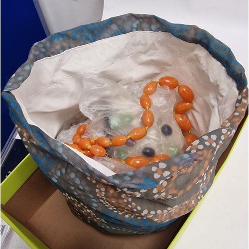 548 - Quantity of costume jewellery, mainly bead necklaces and container of earrings (4 boxes)