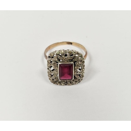 574 - Victorian 15ct gold, pink and green stone dress ring set five stones and a gold and silver-coloured ... 