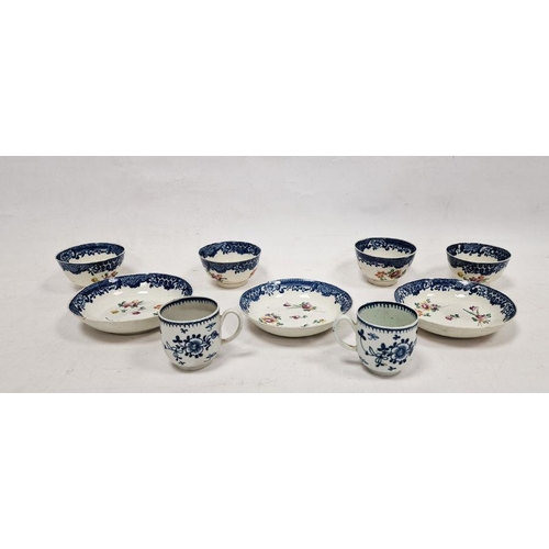 58 - Group of late 18th century Liverpool (Pennington's) porcelain teawares, comprising: four teabowls an... 