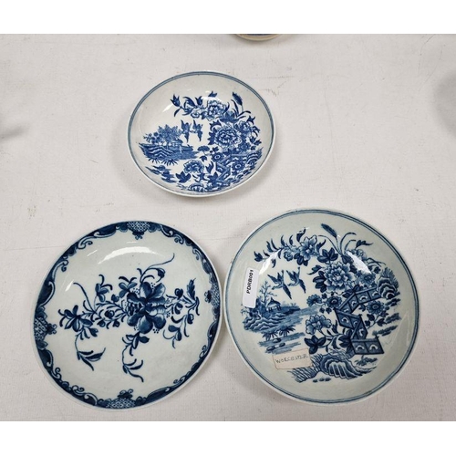 59 - Group of late 18th Century English blue and white porcelain, including: a Worcester Fence pattern su... 