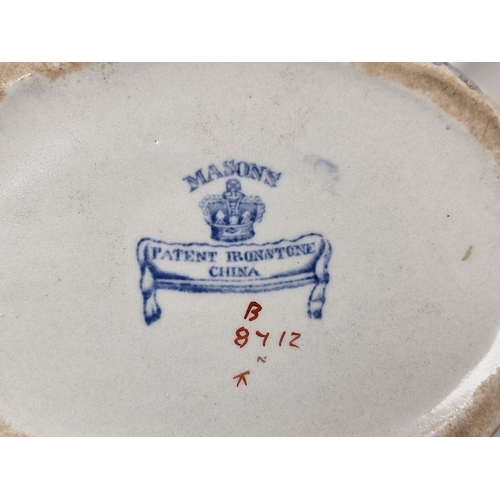 66 - Group of early-mid 19th Century Mason's Patent Ironstone dinner and teawares, including: an oval tea... 