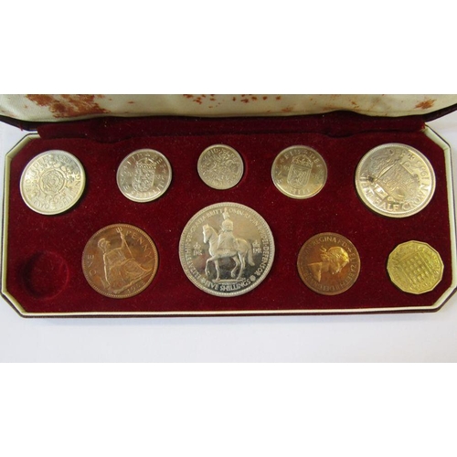 745 - withdrawn  1953 proof set, crown to threepence, missing farthing. In box of issue, box with normal m... 