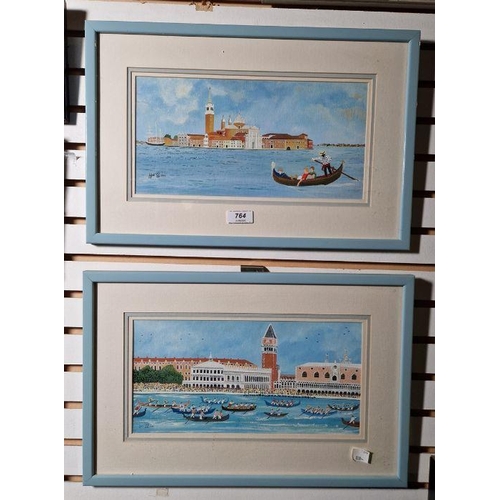 764 - J S Joel(?) 

Pair gouache and watercolour drawings  Venetian scenes, signed and dated 1990, 15cm x ... 