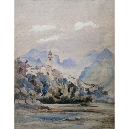 782A - Attributed to Fanny Maxwell-Lyte (1853-1925) 
 Watercolour on paper 
 Italian hilltop landscape, ins... 