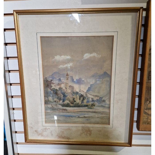 782A - Attributed to Fanny Maxwell-Lyte (1853-1925) 
 Watercolour on paper 
 Italian hilltop landscape, ins... 