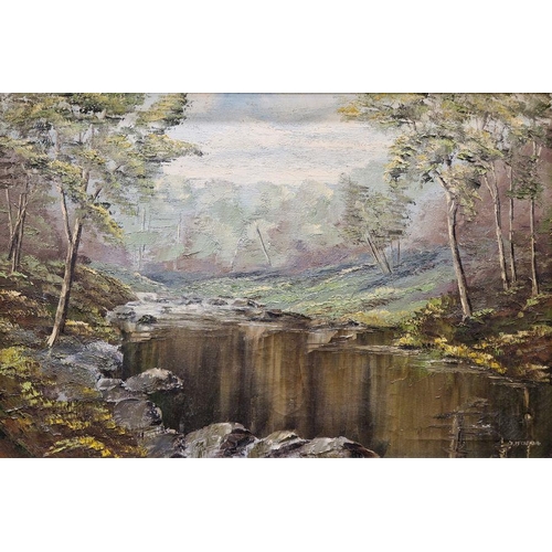 784 - B McCreadie (20th/21st Century)
 Two acrylics on canvas 
 Wooded river scenes, each signed lower rig... 