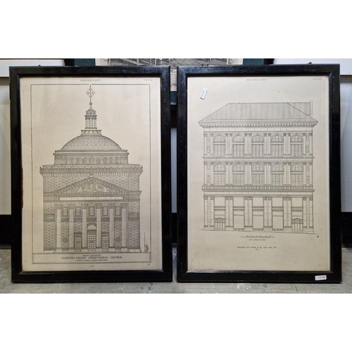 784A - Collection of six framed and glazed prints and engravings including two Italian architectural engrav... 