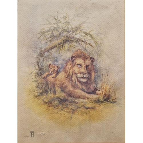 785 - E Dayes (21st Century)
 Two limited edition prints 
 Big cats in landscape, printed signature and da... 