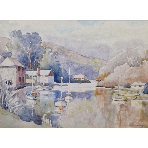 788 - Barbara Dangar (20th century) 
 Three watercolours on paper 
 Each painted with a river landscape, t... 