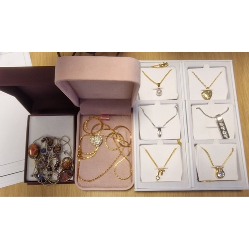 534 - Quantity of pendants on chains, watches and other costume jewellery (1 box)