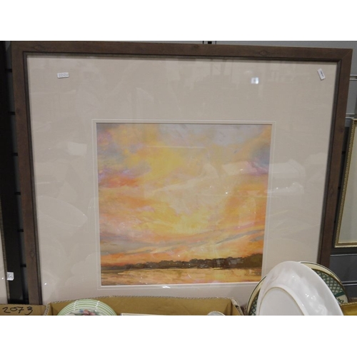 1327 - Five framed and glazed contemporary prints, each with abstract landscapes, largest 89cm square (5)