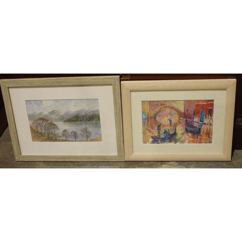 1328 - Assorted framed and glazed watercolour landscapes, prints including Colin Williamson mountainous lak... 