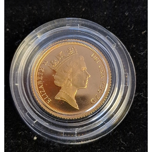 753D - Elizabeth II (1952-2022), proof half sovereign, 1991, St George and dragon, date below. In original ... 