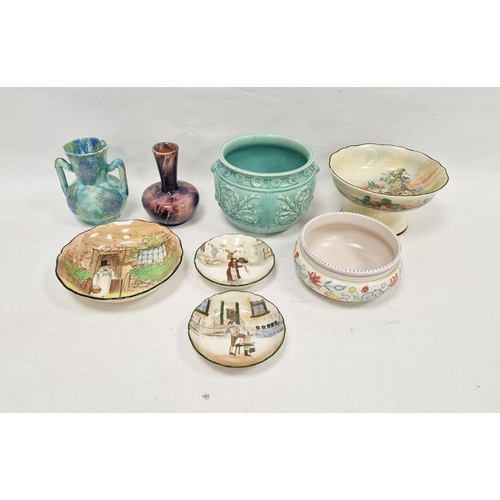 10 - Collection of Art Deco pottery and other items including a Wilkinsons Oriflamme marbled purple groun... 