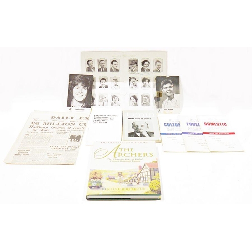 134A - Small collection of ephemera to include two signed photographic cards of Cliff Richard, signed photo... 