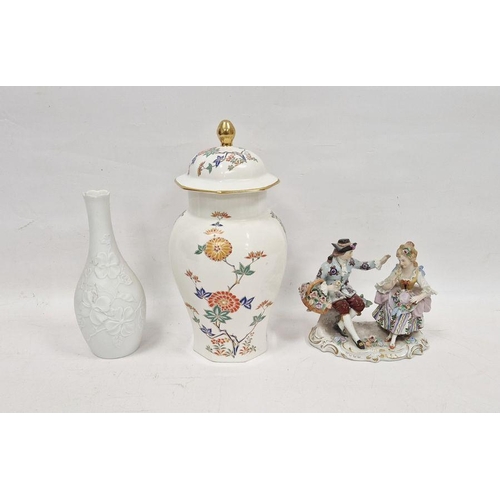 18 - German porcelain Meissen-style figure group, circa 1900, printed blue crowned marks, modelled with a... 