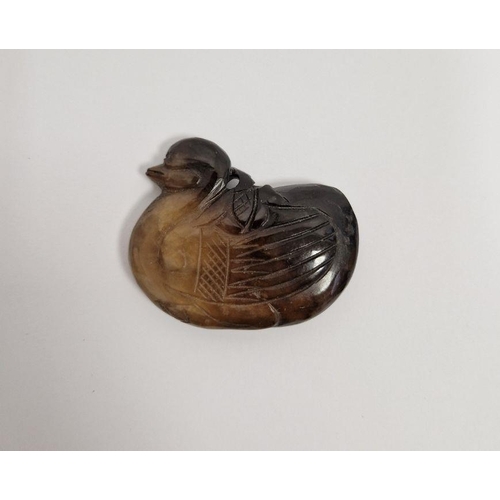 237 - Chinese carved jade duck pendant, 5.5cm x 4.5cm