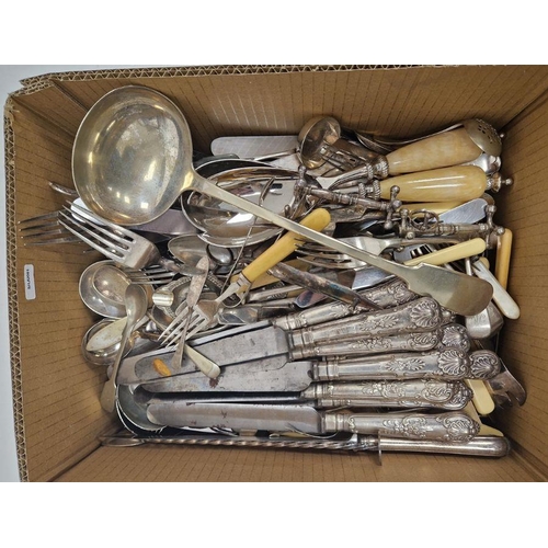 278 - Extensive collection of silver-plated flatware and other metalware to include a large serving ladle,... 