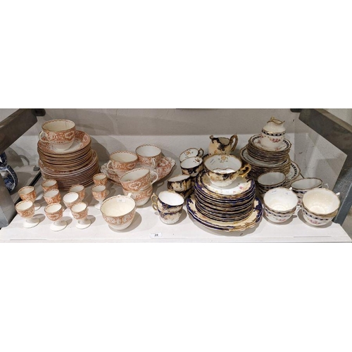 28 - Assorted 19th century part tea and dinner services, including a breakfast service by Hill Pottery, w... 