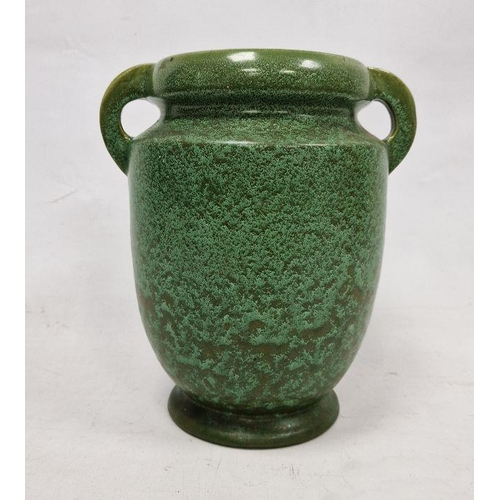 39 - C H Brannam Pottery Barum Ware green-ground two-handled oviform vase, early 20th century, incised CH... 