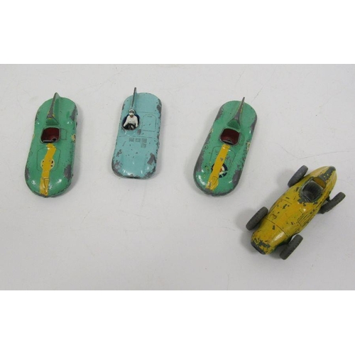 473 - Three playworn Dinky diecast model cars to include 2 X 236 Connaught racing car, 238 Jaguar Type D r... 