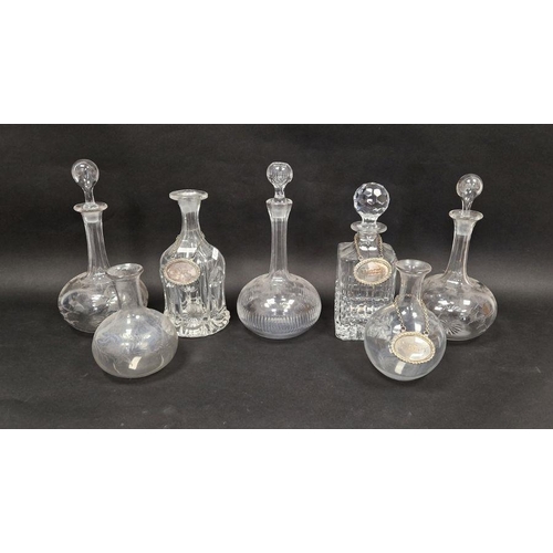 52 - Collection of late 19th/early 20th century glass decanters and carafes including examples engraved w... 