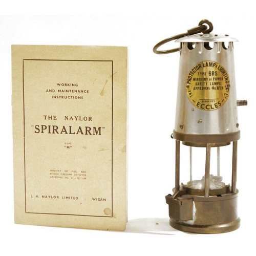 93 - Eccles Protector Lamp and Lighting Company Limited type 6RS miner's lamp, brass-mounted, with gilt m... 