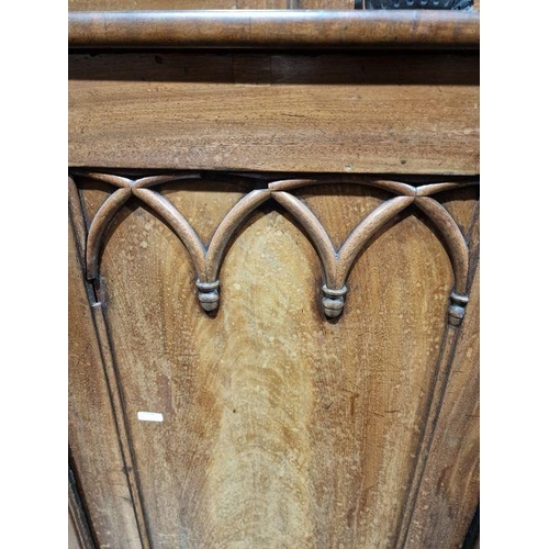 1054 - Victorian mahogany Gothic Revival-style library bookcase, having a moulded cornice over a pair of ba... 