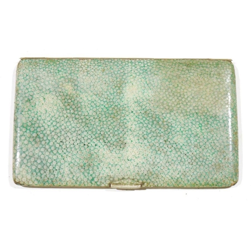 149 - Art Deco shagreen and gilt-metal mounted cigarette case, of rectangular form, 14.7cm x 8.5cm