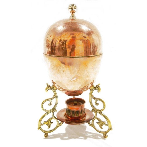 174 - Late 19th/early 20th century copper and brass-mounted egg coddler with a WMF burner, circa 1900, imp... 