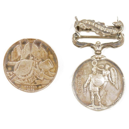 177 - Crimea Medal 1854-56, with one clasp, Sebastopol, engraved name J Holdaway Royal Engineers, together... 