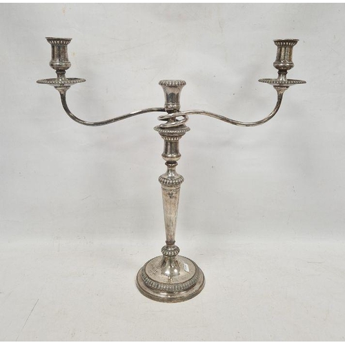 271 - Large late 19th century silver-plated three-branch candelabrum, 49cm high