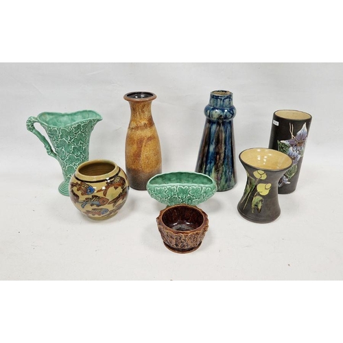 35 - Collection of late 19th/early 20th century pottery including an Art pottery tapering cylindrical vas... 