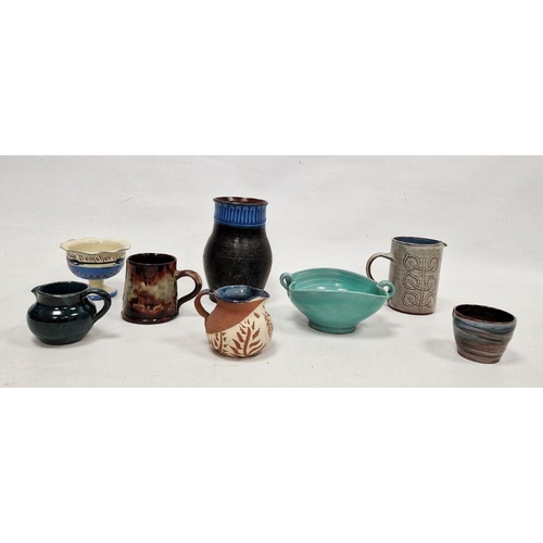 42 - Group of early 20th century Art Pottery, including: a Ewenny jug incised with leafy branches, a smal... 