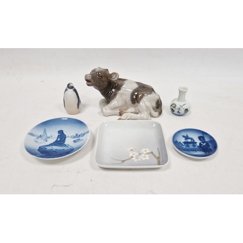 46 - Group of Royal Copenhagen porcelain, 20th century, printed marks, comprising a model of a recumbent ... 