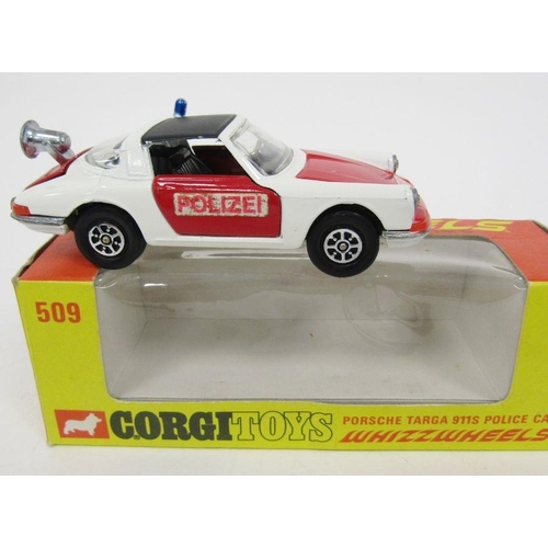 471 - Four boxed Corgi Toys Whizzwheels diecast model cars to include 509 Porsche Targa 911s Police Car, 3... 