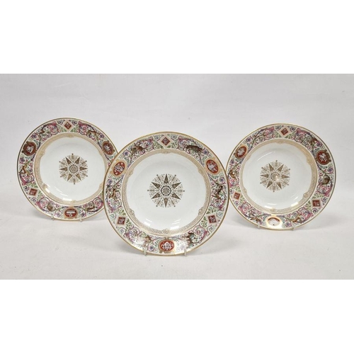 5 - Three Sevres-style Hunting Service soup-plates from Louis Philippe's 'Service Ordinaire de Fontaineb... 