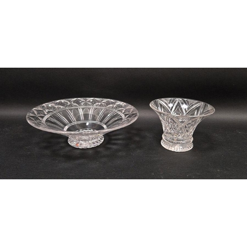 65 - Stuart & Sons cut-glass footed bowl by Ludwig Kny and a flared vase similar, etched marks, circa 193... 