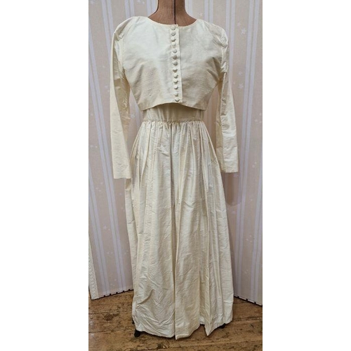 Droopy and Brown' labelled cream slub silk strapless wedding dress with  matching bolero top, unders