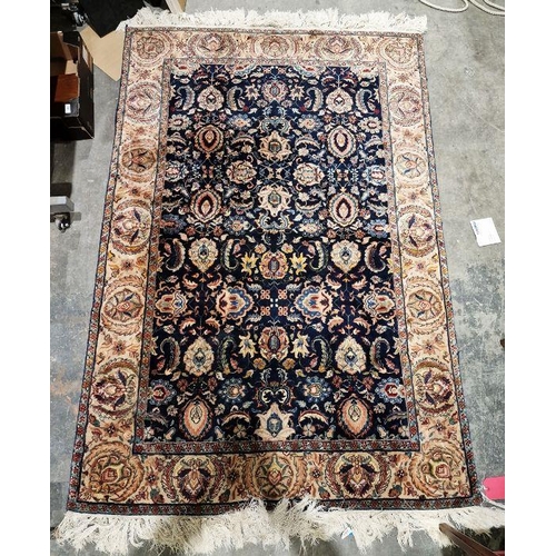 1040 - Eastern style blue ground rug with floral field, multiple floral borders 184cm x 123cm