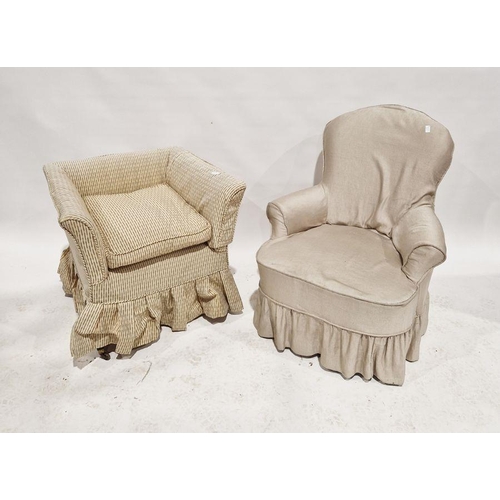 1067A - 20th century upholstered nursing chair, 84cm high and another armchair (2)