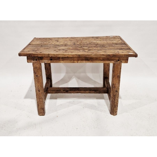 1108 - Small kitchen table, possibly made up of 19th century elm, 69cm high x 107cm wide x 64cm deep