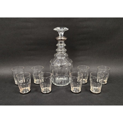 112A - Set of eight French Baccarat cut glass spirit glasses, with French silver mounts, each marked Baccar... 