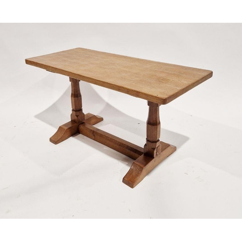 1143 - 20th century carved oak table by Squirrelman, of rectangular form, 42cm high x 80cm x 37cm deep