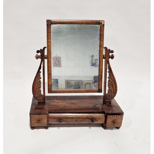 1145 - Victorian mahogany dressing table swing mirror, the mirror supports carved in the form of wings, rai... 