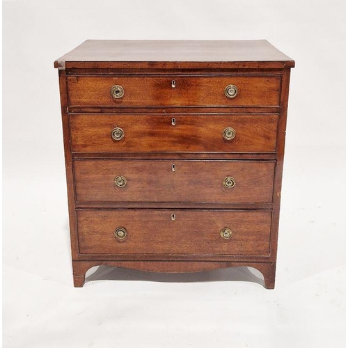 1147 - Small Victorian mahogany chest of drawers having four long drawers of graduating form, each with two... 