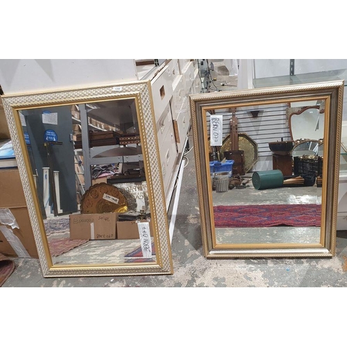 1255 - Two contemporary gilt framed bevel edged wall mirrors, each of rectangular form, the largest 82cm hi... 