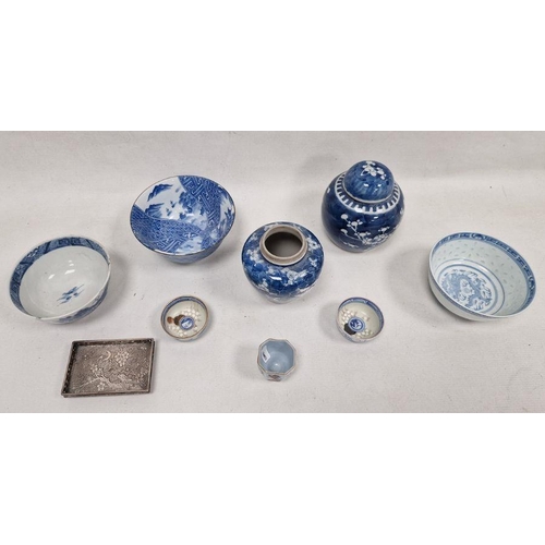 126 - Assorted items of Chinese and Japanese porcelain, including a Qing Dynasty blue and white ginger jar... 